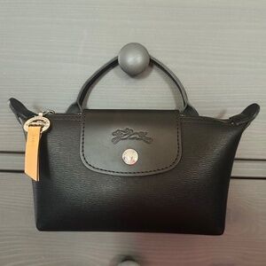Longchamp Le Pliage City Coated Canvas Mini Pouch - Black